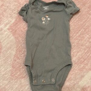 Carter's Gray Bodysuit with Floral Embroidery